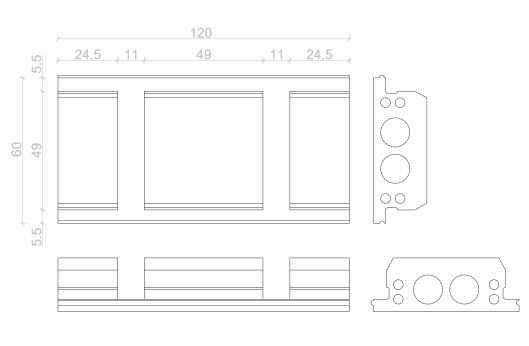 Schema lunghezza pannello 120 cm Solaio PB-X